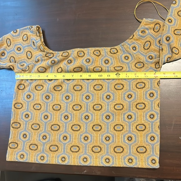 Zara Jacquard Geometric Print Knit Long Sleeve Off Shoulder Crop Top Size L - Picture 14 of 14